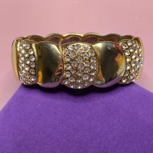 💛 Gold Tone Pave Crystal Clamp Bracelet